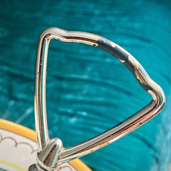 Vintage MCM Stangl Pottery yellow trim fruits two tiered handled serving dish - Picture 5 of 12